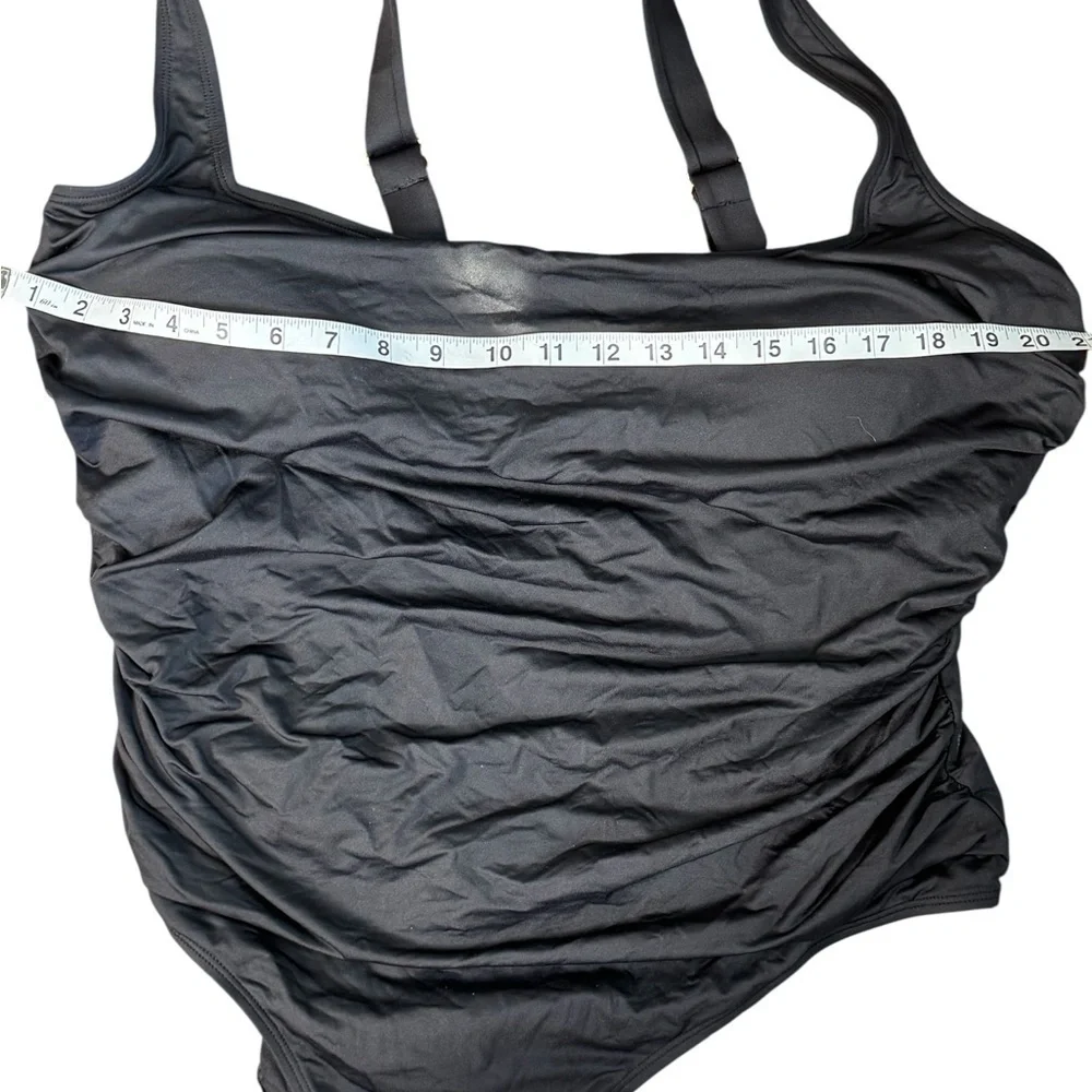 Anne Cole Black One Piece Swimsuit with Ruching - Picture 6 of 7